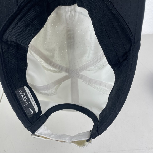 Nike Hat Dri Fit Featherlight Strapback White Black Trim Embroidered Hiking Run - Picture 6 of 8